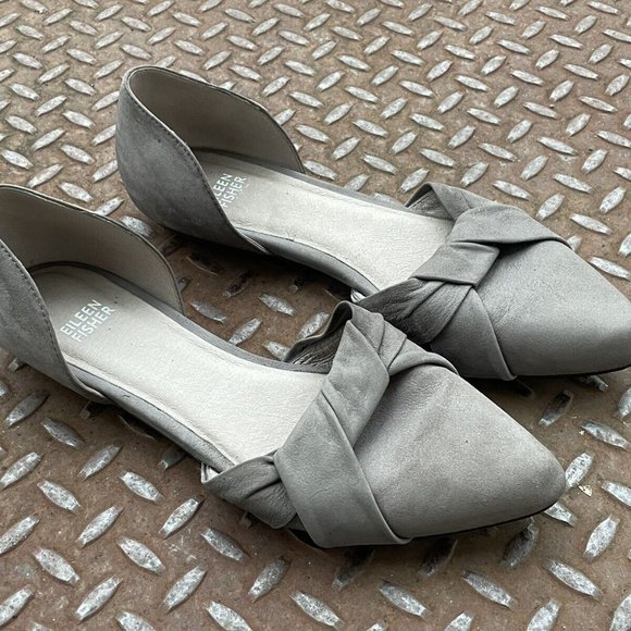 Eileen Fisher Shoes - Eileen Fisher Women Shoes Gray Suede LeatherFlat Sandal Size 8.5